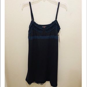 Free People Washed Black Blue Laced Trim Dress